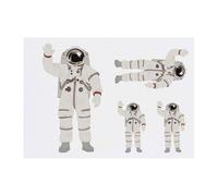 Azeeda 4 x 'Waving Astronaut Space' Temporary Tattoos - Water Resistant, Skin-Safe, Non-Toxic Transfers, Mixed Sizes (TO00087360)