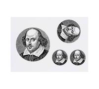 Azeeda 4 x 'William Shakespeare Portrait' Temporary Tattoos - Water Resistant, Skin-Safe, Non-Toxic Transfers, Mixed Sizes (TO00093510)