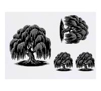 Azeeda 4 x 'Willow Tree' Temporary Tattoos - Water Resistant, Skin-Safe, Non-Toxic Transfers, Mixed Sizes (TO00098612)