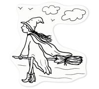 Azeeda 4 x 'Witch On A Broomstick' Clear Premium Vinyl Decal Stickers - Waterproof, Durable & Easy to Apply - for Car Bumpers, Windows, Bins & More - Small (50mm) (DC00141012)