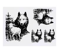 Azeeda 4 x 'Wolf & Sheep' Temporary Tattoos - Water Resistant, Skin-Safe, Non-Toxic Transfers, Mixed Sizes (TO00100572)