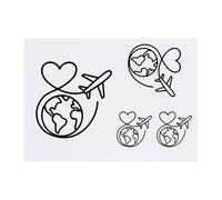 Azeeda 4 x 'World Travel Love' Temporary Tattoos - Water Resistant, Skin-Safe, Non-Toxic Transfers, Mixed Sizes (TO00086740)