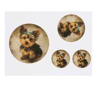 Azeeda 4 x 'Yorkshire Terrier Puppy Sitting' Temporary Tattoos - Water Resistant, Skin-Safe, Non-Toxic Transfers, Mixed Sizes (TO00098058)