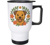 Azeeda 400ml 'Border Terrier Floral Wreath' Reusable Coffee/Travel Mug (MG00096152)