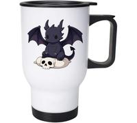 Azeeda 400ml 'Chibi Dragon on Skull Pillow' Reusable Coffee/Travel Mug (MG00101237)