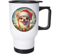 Azeeda 400ml 'Chihuahua Wearing a Santa Hat' Reusable Coffee/Travel Mug (MG00095904)