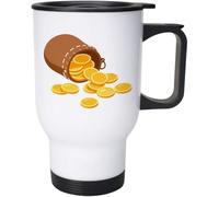Azeeda 400ml 'Gold Coins Spilling from Pouch' Reusable Coffee/Travel Mug (MG00101407)