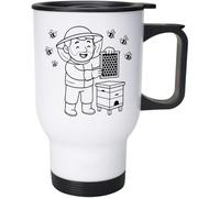Azeeda 400ml 'Happy Bee Keeper' Reusable Coffee/Travel Mug (MG00095218)