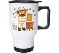 Azeeda 400ml 'Happy Bee Keeper' Reusable Coffee/Travel Mug (MG00095220)