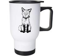 Azeeda 400ml 'Happy Smiling Fox Sitting' Reusable Coffee/Travel Mug (MG00101527)