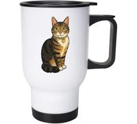Azeeda 400ml 'Sitting Tabby Cat' Reusable Coffee/Travel Mug (MG00087573)