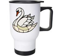 Azeeda 400ml 'Stained Glass Swan' Reusable Coffee/Travel Mug (MG00103953)