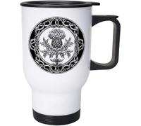 Azeeda 400ml 'Vintage Scottish Thistle with Circular Frame' Reusable Coffee/Travel Mug (MG00097513)