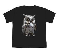 Azeeda 5-6 Years 'Mechanical Owl' Children's/Kid's T-Shirt (Black) (TS00557082)