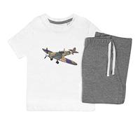 Azeeda 5-6 Years 'WW2 Spitfire Plane' Kids Nightwear/Pyjama Set (KP00052342) White