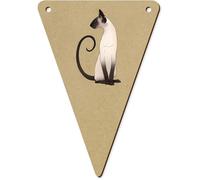 Azeeda 5 x 140mm 'Elegant Sitting Siamese Cat' Bunting Pennants/Flags (BN00090673)