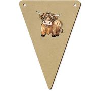 Azeeda 5 x 140mm 'Happy Highland Cow' Bunting Pennants/Flags (BN00084448)