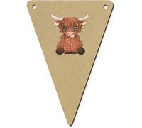 Azeeda 5 x 140mm 'Highland Cow' Bunting Pennants/Flags (BN00075015)