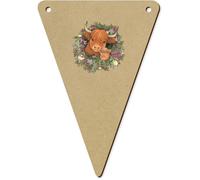 Azeeda 5 x 140mm 'Highland Cow Mother & Baby' Bunting Pennants/Flags (BN00084193)