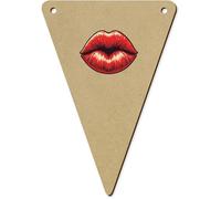 Azeeda 5 x 140mm 'Red Lips Kiss' Bunting Pennants/Flags (BN00088902)