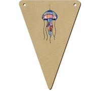 Azeeda 5 x 140mm 'Stained Glass Jellyfish' Bunting Pennants/Flags (BN00097272)