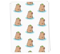 Azeeda 5 x A1 'Capybara with Leaf' Gift Wrap/Wrapping Paper Sheets (GI00135564)