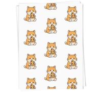 Azeeda 5 x A1 'Cute Cat With Pizza' Gift Wrap/Wrapping Paper Sheets (GI00133239)