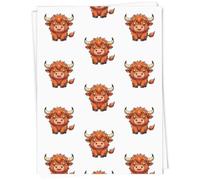 Azeeda 5 x A1 'Cute Highland Cow' Gift Wrap/Wrapping Paper Sheets (GI00116476)