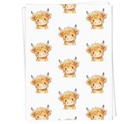Azeeda 5 x A1 'Cute Highland Cow' Gift Wrap/Wrapping Paper Sheets (GI00139488)