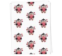 Azeeda 5 x A1 'Cute Penguin Holding Heart' Gift Wrap/Wrapping Paper Sheets (GI00130461)