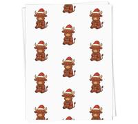 Azeeda 5 x A1 'Festive Highland Cow' Gift Wrap/Wrapping Paper Sheets (GI00121058)
