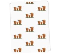Azeeda 5 x A1 'Highland Coo Family' Gift Wrap/Wrapping Paper Sheets (GI00121348)