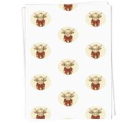 Azeeda 5 x A1 'Highland Cow with Plaided Bow' Gift Wrap/Wrapping Paper Sheets (GI00117152)