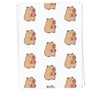 Azeeda 5 x A1 'Love Heart Capybara' Gift Wrap/Wrapping Paper Sheets (GI00135603)