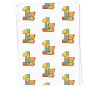 Azeeda 5 x A1 'Number 1 Birthday Bear' Gift Wrap/Wrapping Paper Sheets (GI00122535)