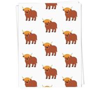 Azeeda 5 x A1 'Standing Highland Cow' Gift Wrap/Wrapping Paper Sheets (GI00118164)