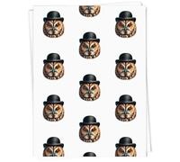 Azeeda 5 x A1 'Tawny Owl Wearing Bowler Hat' Gift Wrap/Wrapping Paper Sheets (GI00120352)