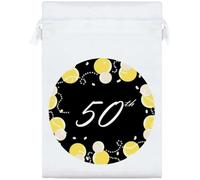 Azeeda '50th Birthday' Satin Gift Bag - 25cm (SB00089148) | Drawstring Gift Pouch for Wedding Favours, Jewellery and Parties