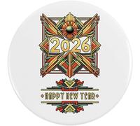 Azeeda 58mm 'Art Deco Happy New Year 2026' Medium Button Pin Badge (BB00156088)