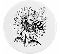 Azeeda 58mm 'Bee Pollinating A Sunflower In The Garden' Medium Button Pin Badge (BB00153976)