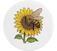 Azeeda 58mm 'Bee Pollinating A Sunflower In The Garden' Medium Button Pin Badge (BB00153979)