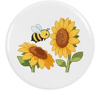 Azeeda 58mm 'Bee with Sunflowers' Medium Button Pin Badge (BB00164277)