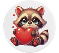 Azeeda 58mm 'Cute Baby Raccoon With Love Heart' Medium Button Pin Badge (BB00166117)
