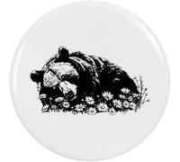 Azeeda 58mm 'Grizzly Bear Sleeping with Flowers' Medium Button Pin Badge (BB00152370)