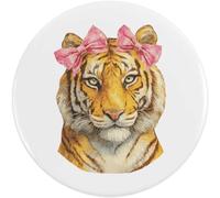 Azeeda 58mm 'Majestic Tiger with Pink Bows' Medium Button Pin Badge (BB00168567)