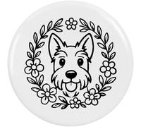Azeeda 58mm 'Scottish Terrier Floral Wreath' Medium Button Pin Badge (BB00155506)