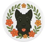 Azeeda 58mm 'Scottish Terrier Floral Wreath' Medium Button Pin Badge (BB00155509)