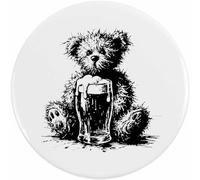 Azeeda 58mm 'Scruffy Teddy With Ginger Beer' Medium Button Pin Badge (BB00153001)