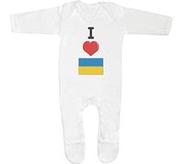 Azeeda 6-12 Month 'I Love Ukraine' Baby Romper Jumpsuit/Sleep Suit (SS00046497) White