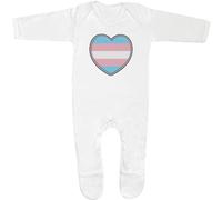 Azeeda 6-12 Month 'Transgender Pride Heart' Baby Romper Jumpsuit/Sleep Suit (SS00041475) White